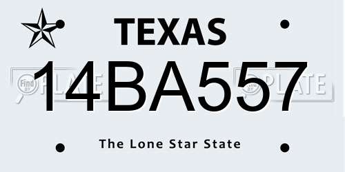 14BA557 Texas License Plate