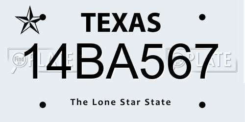 14BA567 Texas License Plate