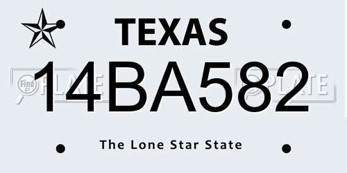 14BA582 Texas License Plate