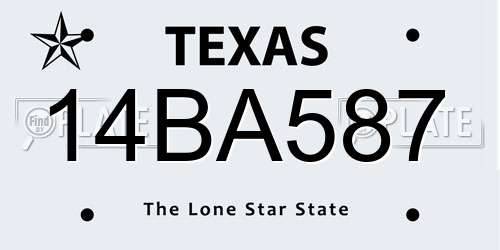 14BA587 Texas License Plate