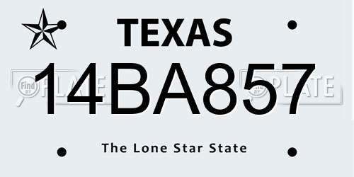 14BA857 Texas License Plate