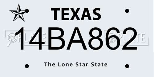 14BA862 Texas License Plate