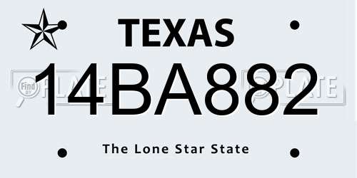 14BA882 Texas License Plate