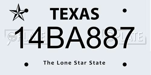 14BA887 Texas License Plate