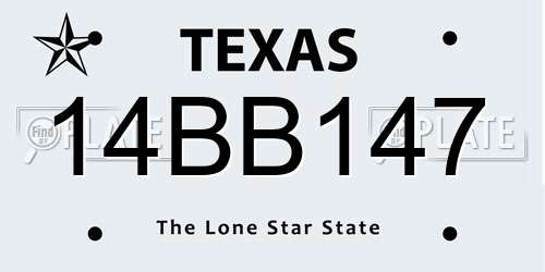 14BB147 Texas License Plate