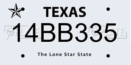 14BB335 Texas License Plate