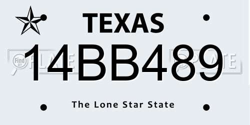 14BB489 Texas License Plate