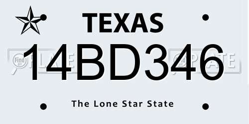 14BD346 Texas License Plate
