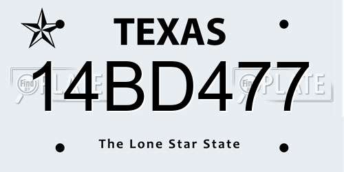14BD477 Texas License Plate