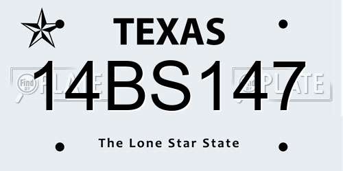 14BS147 Texas License Plate