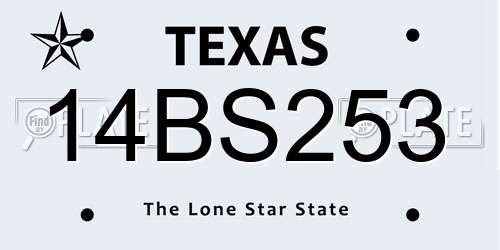 14BS253 Texas License Plate