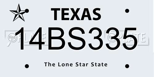 14BS335 Texas License Plate