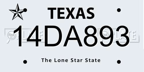 14DA893 Texas License Plate
