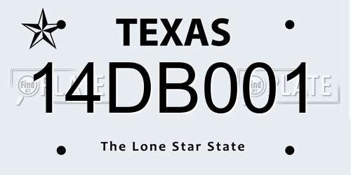 14DB001 Texas License Plate