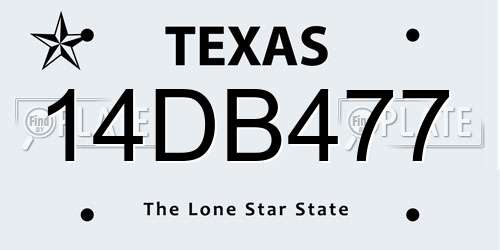 14DB477 Texas License Plate