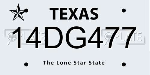 14DG477 Texas License Plate