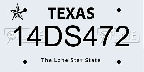 14DS472 Texas License Plate