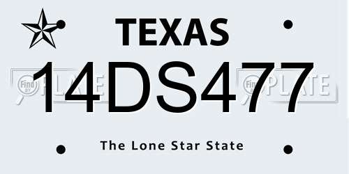 14DS477 Texas License Plate