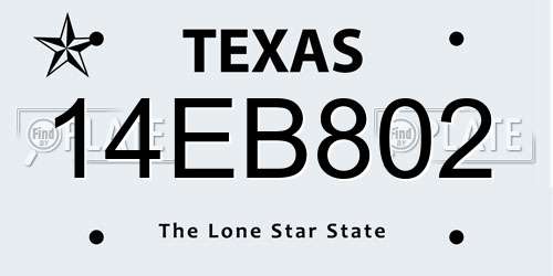 14EB802 Texas License Plate