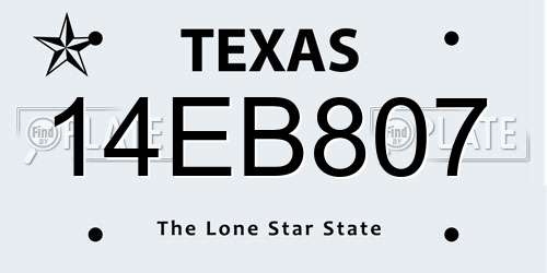 14EB807 Texas License Plate