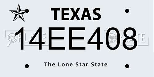 14EE408 Texas License Plate