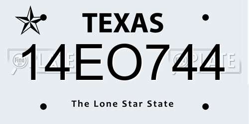 14EO744 Texas License Plate