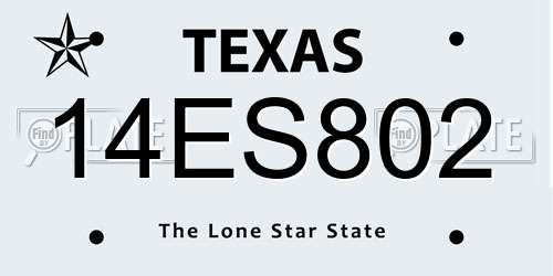 14ES802 Texas License Plate