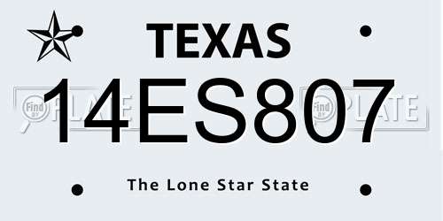 14ES807 Texas License Plate
