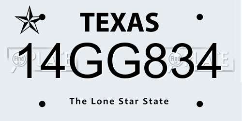 14GG834 Texas License Plate