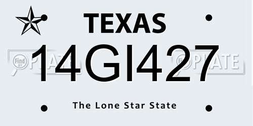 14GI427 Texas License Plate