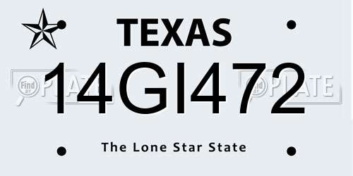 14GI472 Texas License Plate