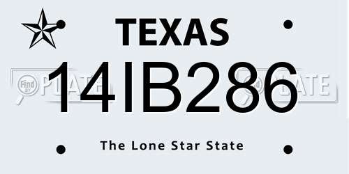 14IB286 Texas License Plate