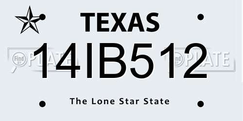 14IB512 Texas License Plate