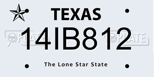 14IB812 Texas License Plate