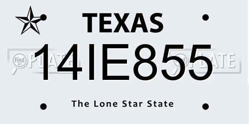 14IE855 Texas License Plate
