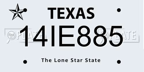 14IE885 Texas License Plate