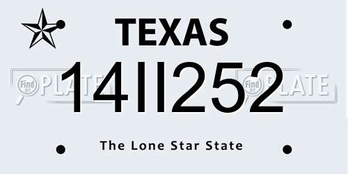 14II252 Texas License Plate