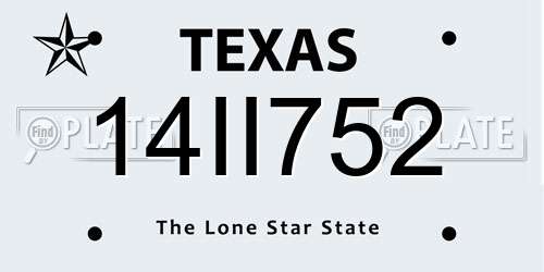 14II752 Texas License Plate