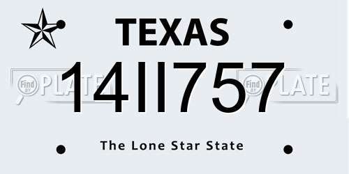 14II757 Texas License Plate