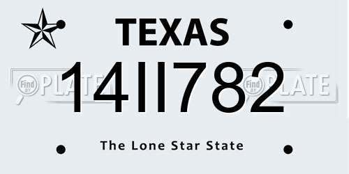 14II782 Texas License Plate