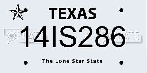 14IS286 Texas License Plate