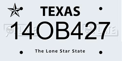 14OB427 Texas License Plate