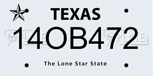 14OB472 Texas License Plate