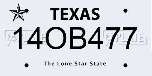 14OB477 Texas License Plate