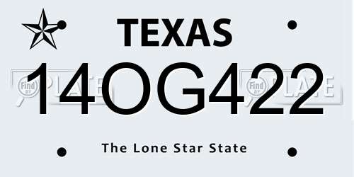 14OG422 Texas License Plate