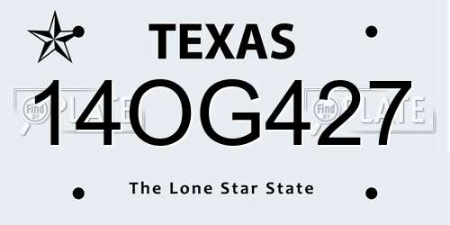 14OG427 Texas License Plate