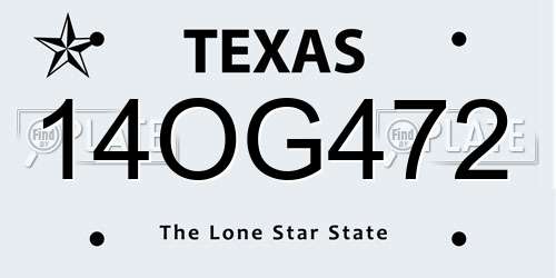 14OG472 Texas License Plate