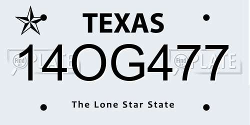 14OG477 Texas License Plate