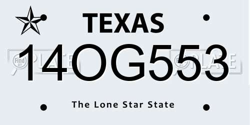 14OG553 Texas License Plate