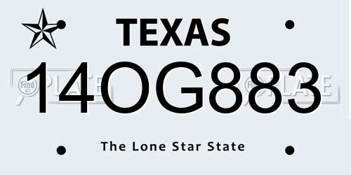14OG883 Texas License Plate